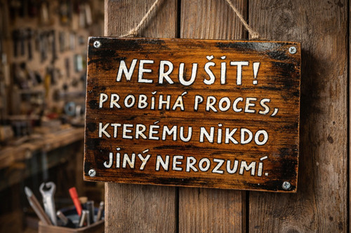 Dřevěná cedulka na dílnu