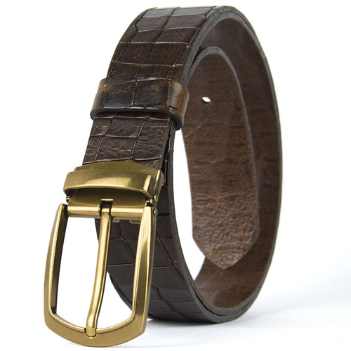 Kožený opasok s dierkami, 3.3cm, HERITAGE, CROCO