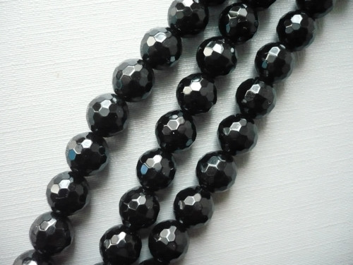 Vrt. fasetované korálky 8 mm - onyx, 1 ks