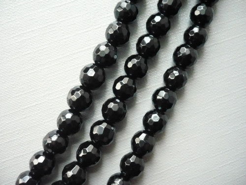 Vrt. fasetované korálky 6 mm - onyx, 2 ks