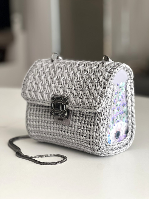 Háčkovaná kabelka/ Crossbody 'BELLA' /šedá