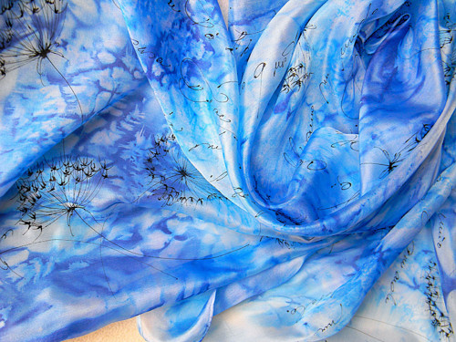 Pampelišky /hedvábná šála 45 x 180 cm/