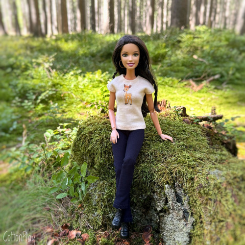 Temně modré elastické kalhoty pro Barbie