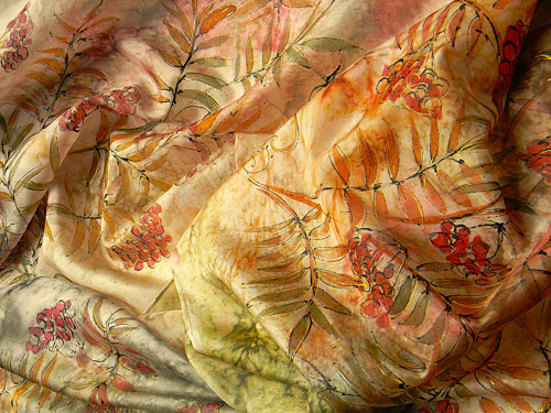 Jeřabiny /hedvábná šála 45 x 180 cm/