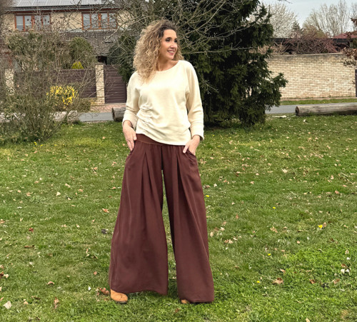 Kalhotová sukně palisandr
