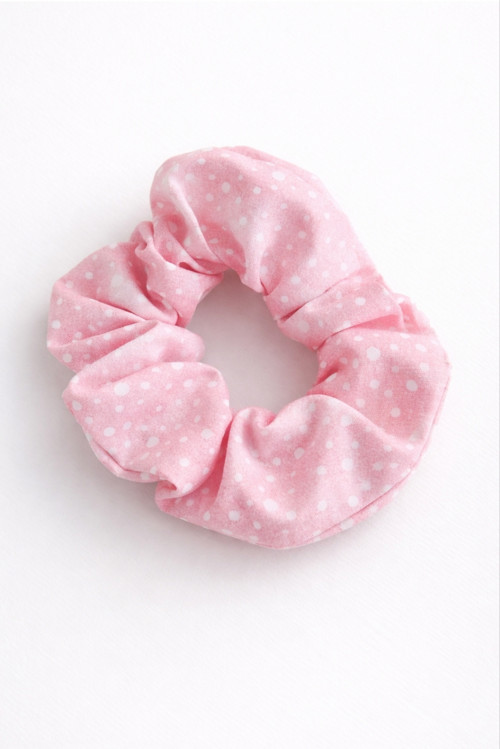 Látková gumička - Scrunchies Růžové puntíky