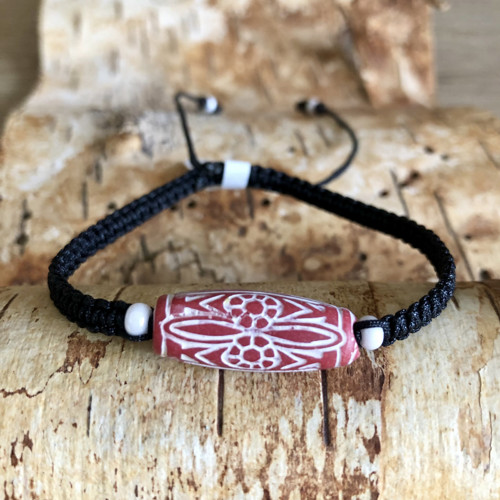 Boho Shamballa Náramek Červenobílý