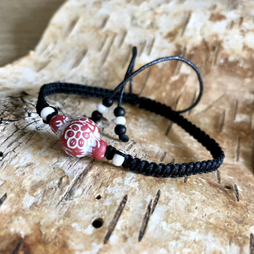 Boho Shamballa Náramek Červenobílý Ii
