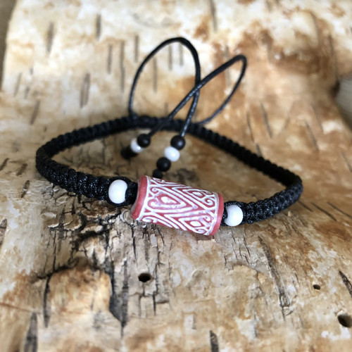 Boho Shamballa Náramek Červenobílý Iii