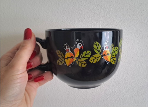 Velký vintage hrnek s papoušky