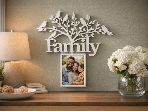 Designový rámeček na fotku „Family“ - Bílý