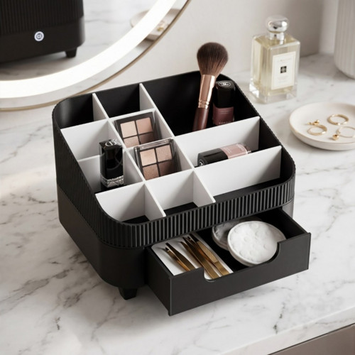 Make-up organizér s přihrádkami - Černo - bílý