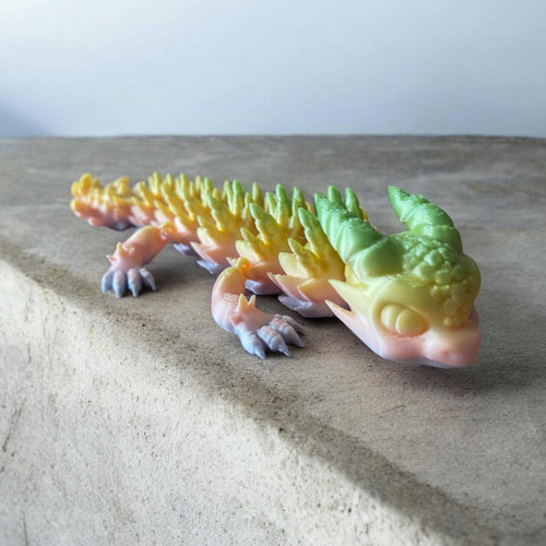 Jemný, duhový dráček - 16cm - 3D tisk