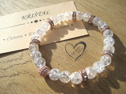 Náramek Křišťál kulička rose gold — foto 1