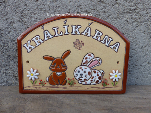 Keramická cedulka ,,KRÁLÍKÁRNA" / na objednávku