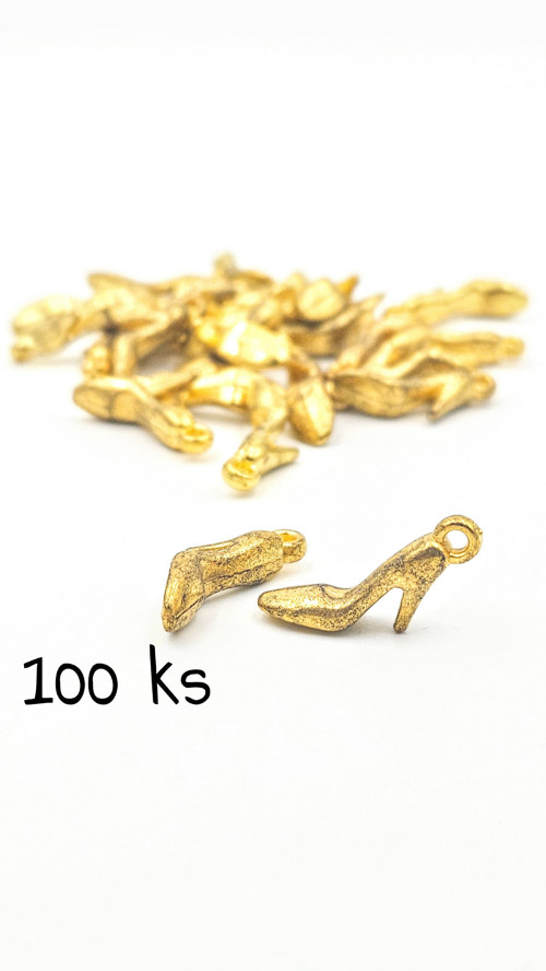 Přívěsek plast - zlaté lodičky, 22x14x6 mm, 100 ks
