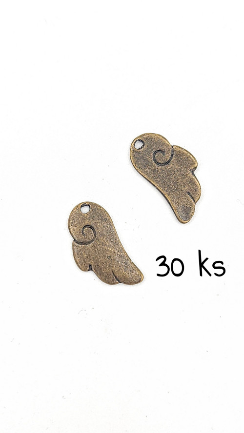 Křídlo bronzové 17x9 mm, 30 ks