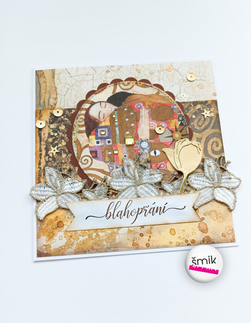 UNI Klimt přání Objetí s krystaly Klimt Collection