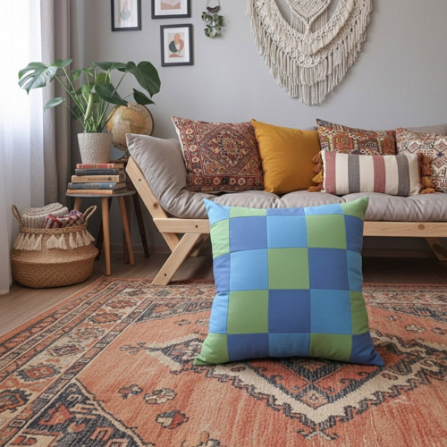 Patchwork bavlněný polštář – ručně šitý – 100% bav