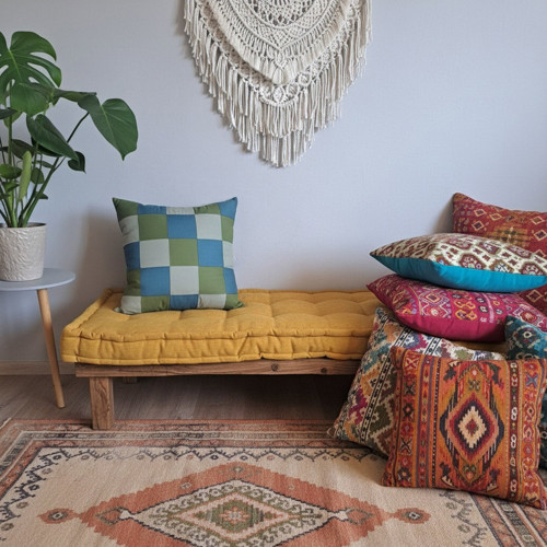 Patchwork bavlněný polštář – ručně šitý – 100% bav