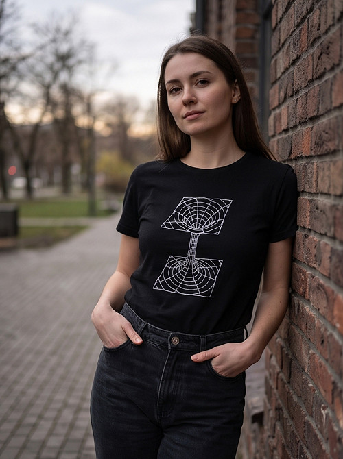 Dámské tričko "Červí díra" - černé, XS