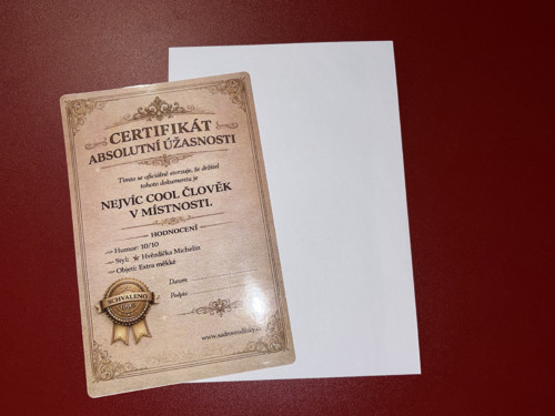 Certifikát absolutní úžasnosti