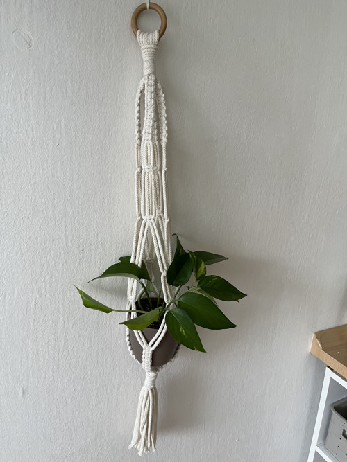 Macrame závěsný květináč béžový