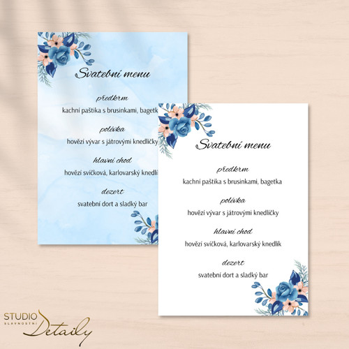 Svatební menu - Modrá zahrada