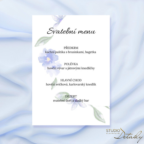 Svatební menu - Modrá elegance