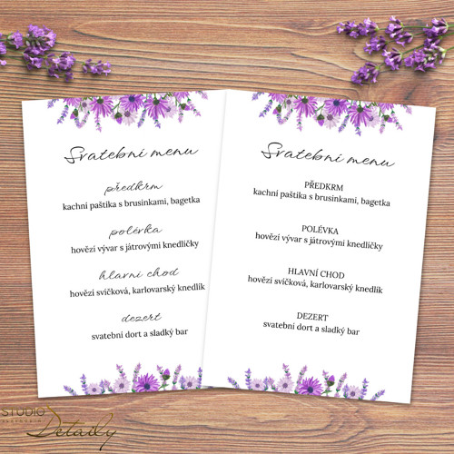 Svatební menu - Fialová symfonie