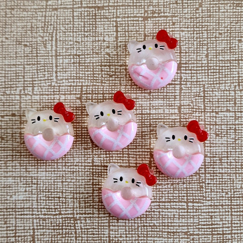 Sada 10 ks KOČIČKY v donutu 19x17 mm (růžové)
