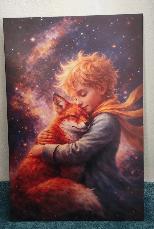 Malý princ a liška / obraz na plátně 60 ×40 cm