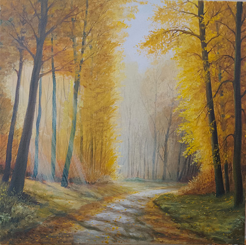Podzimní les,olej-40x40