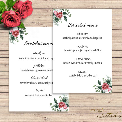 Svatební menu - Růžová zahrada