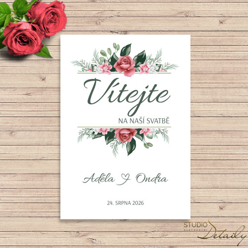 Uvítací cedule - Růžová zahrada