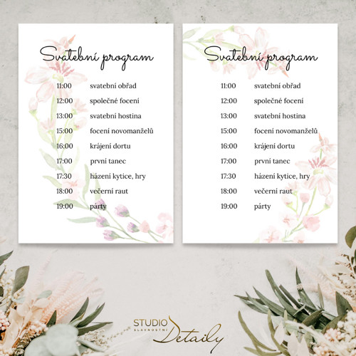 Svatební program - Růžová romance