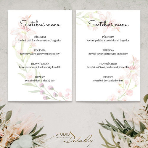 Svatební menu - Růžová romance
