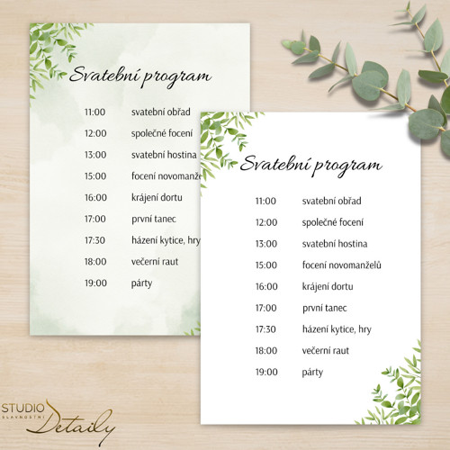 Svatební program - Zelená harmonie světlá