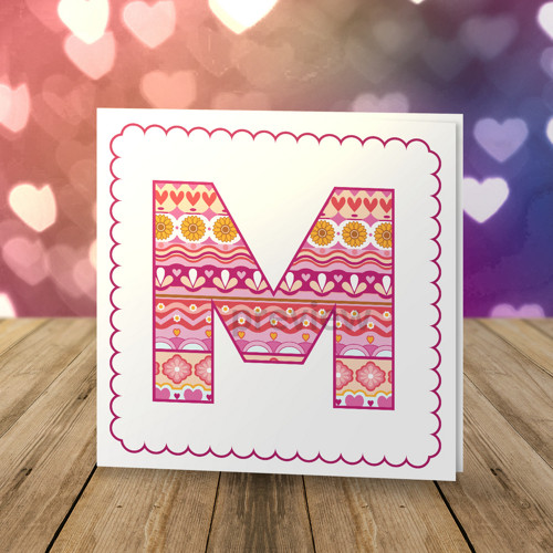 Přání Horizontal ornament monogram - srdíčka — foto 1