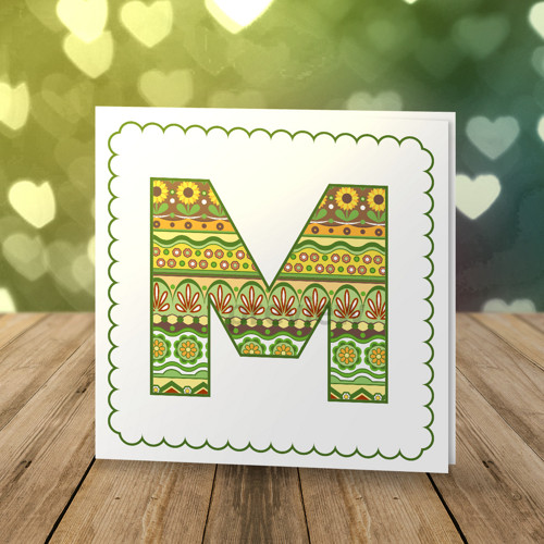 Přání Horizontal ornament monogram - kytky — foto 1