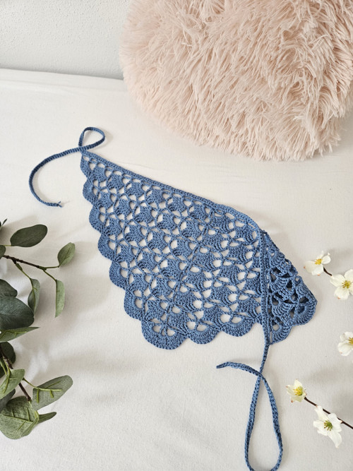 Háčkovaný šatek do vlasů Denim Blue — foto 1