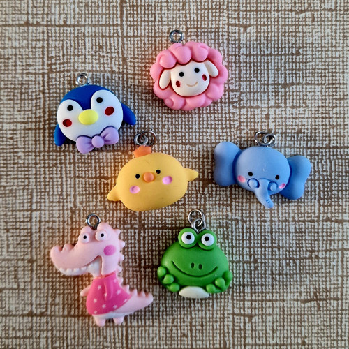 Sada 6 ks ZVÍŘÁTKA s očkem 18x23 mm (020)