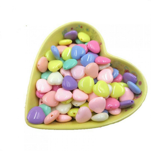 Plastové korálky srdce (20g) - mix — foto 1