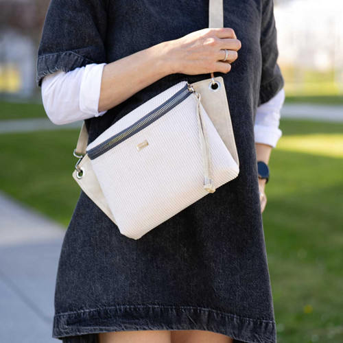 Crossbody ledvinka SALOME krémová s manšestrem