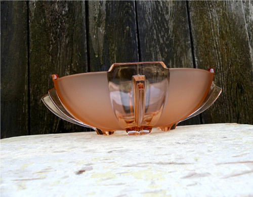 Art deco skleněná mísa, rosalinové sklo