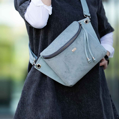 Crossbody ledvinka SALOME mint s manšestrem