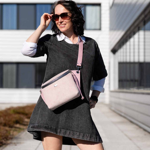 Crossbody ledvinka SALOME růžová s manšestrem