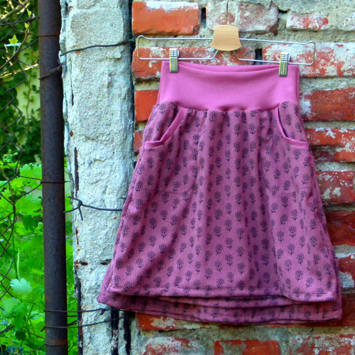 Sukně manšestr bordo kytičky S,M, L/XL