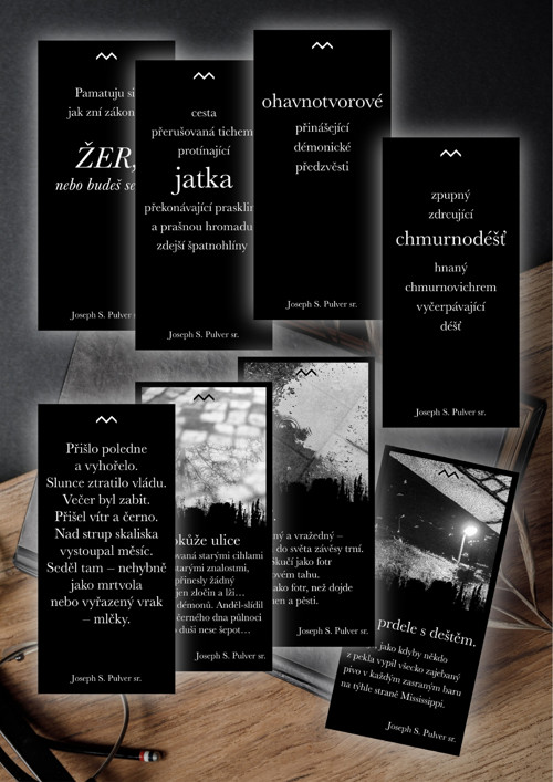 Celá série: noirové záložky do knihy Pulveriana