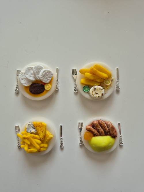 Jídlo pití pro panenky miniatury vše set domeček